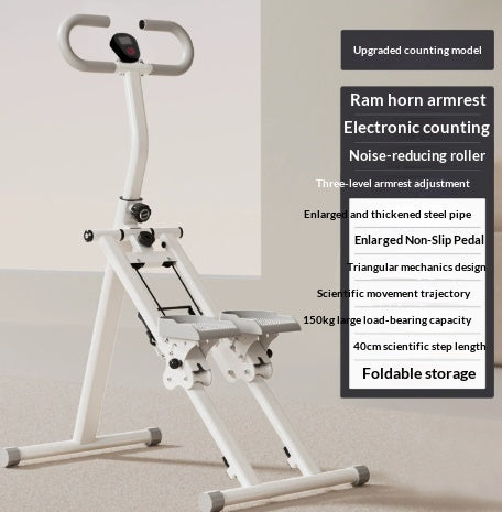 Foldable Vertical Climber & Stepper Machine – Full‑Body Workout, 90‑LB Resistance, Anti‑Slip Pedals & Mobile Holder Gray
