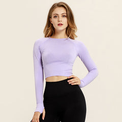 Premium Women's Seamless Long-Sleeve Yoga Crop Top