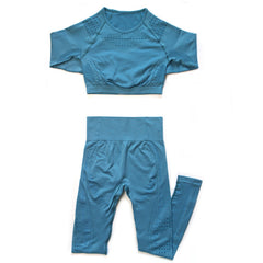 Seamless yoga gym suit Blue