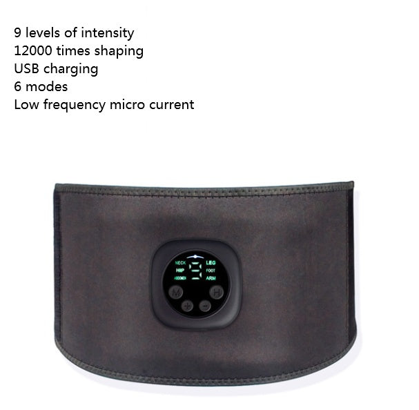 Smart EMS Abdominal Belt – 9-Level USB Rechargeable Muscle Stimulator with LCD Display & 6 Modes-Smart Digital Display Fitness EMS Belt Abdominal Instrument Boxed Abdominal Muscle Trainer Lazy Fitness Artifact Black