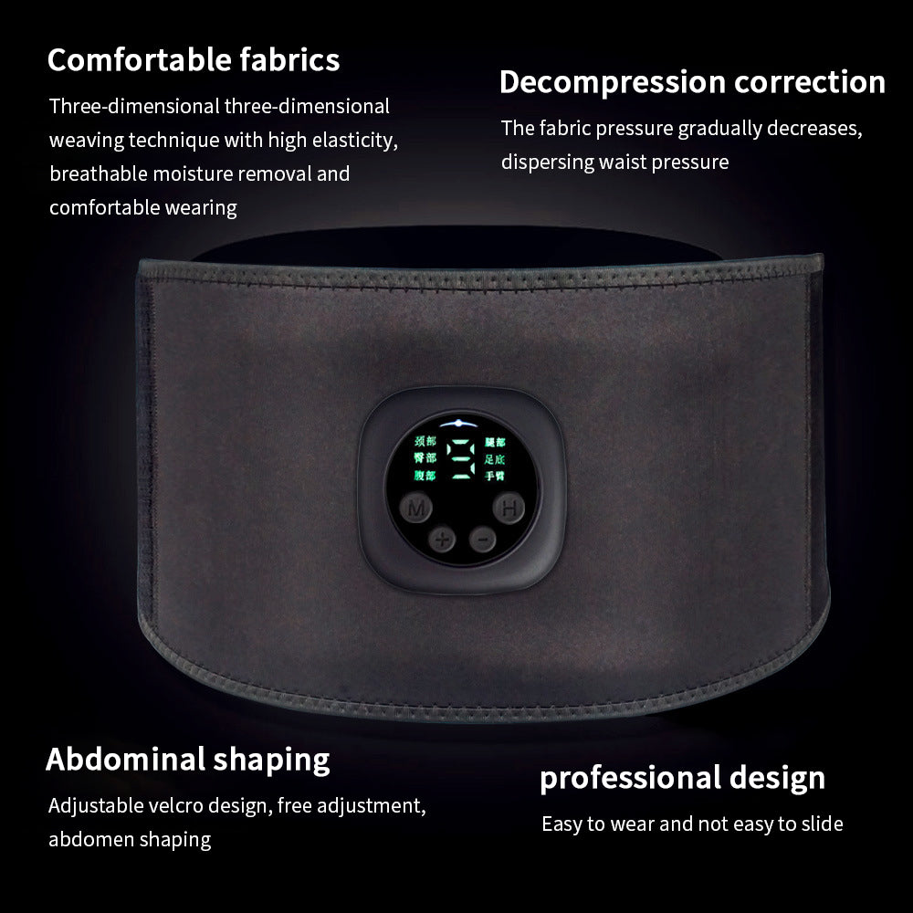 Smart EMS Abdominal Belt – 9-Level USB Rechargeable Muscle Stimulator with LCD Display & 6 Modes-Smart Digital Display Fitness EMS Belt Abdominal Instrument Boxed Abdominal Muscle Trainer Lazy Fitness Artifact