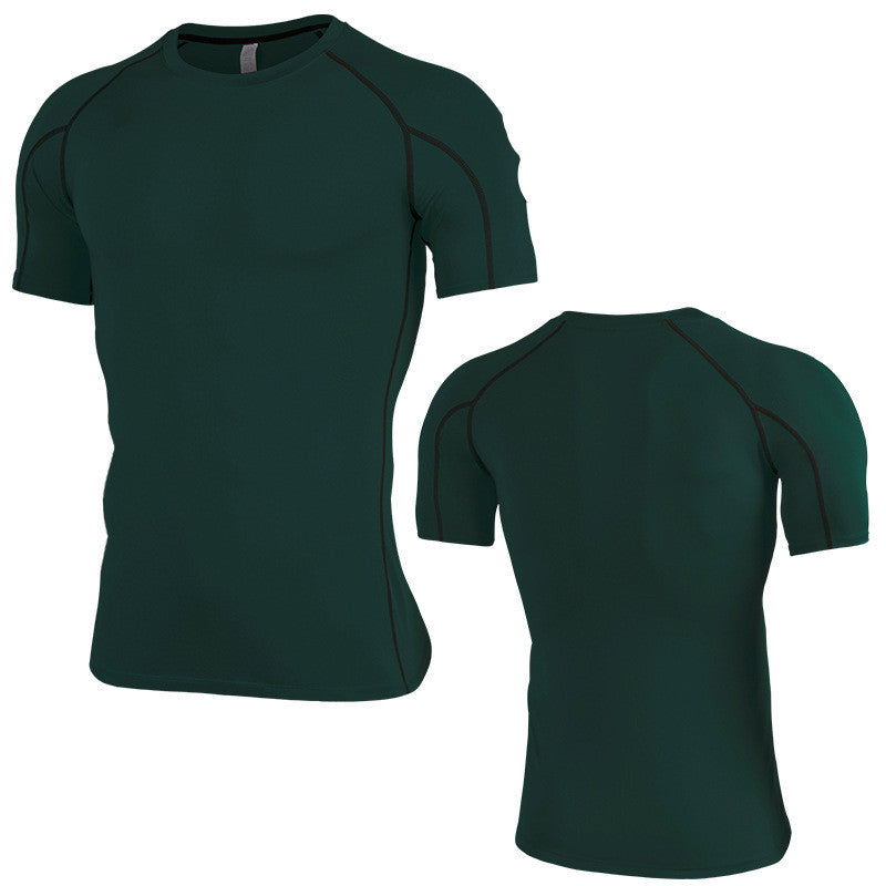 Premium Plus Size Short Sleeve Fitness T-Shirt Dark green and black