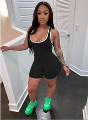 Women’s Sleeveless Bodycon Tank Romper Black