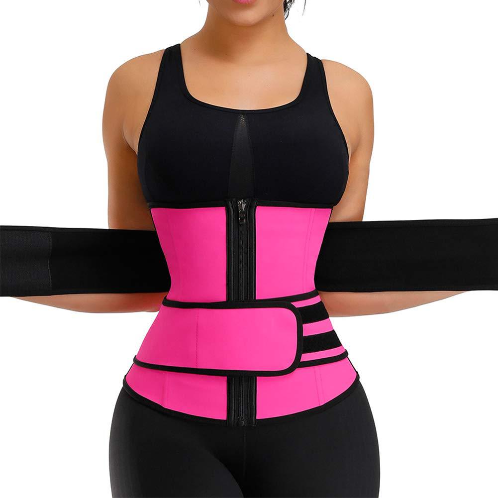 Double-Belt Steel-Boned Neoprene Waist Trainer Pink