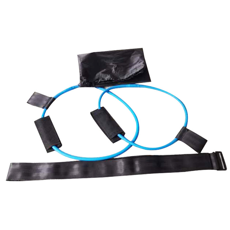 Premium Latex Resistance Band with Foot Pedal - Home Fitness Trainer Blue 25 pounds