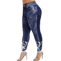 Premium Printed Slim Yoga Leggings - Plus Size Sweatpants Blue