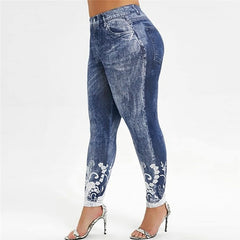 Premium Printed Slim Yoga Leggings - Plus Size Sweatpants Grey