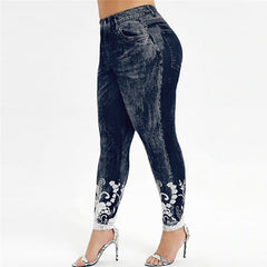 Premium Printed Slim Yoga Leggings - Plus Size Sweatpants Black