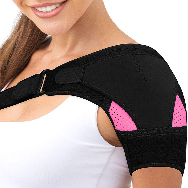 Adjustable Shoulder Brace Support - Breathable Compression for Men & Women | Online Fitness Center Rose Red