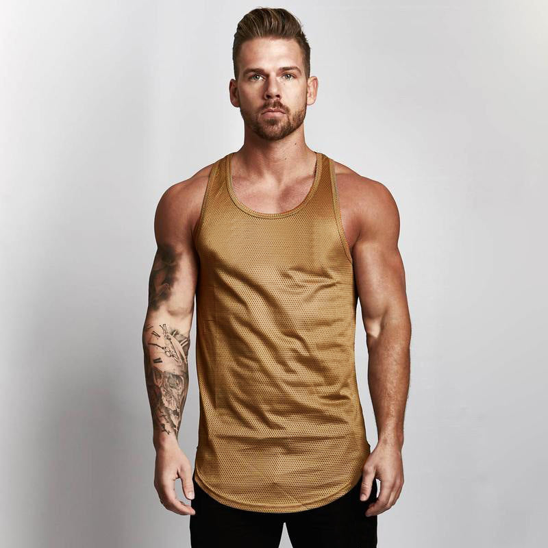 Premium Men's Gym Tank Top - Athletic Sportswear Vest Gold