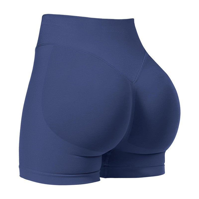 High Waist Yoga Shorts Tight Hip Raise Seamless Quick-drying Pants For Sports Fitness Blue