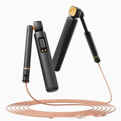 Premium Cordless Smart Jump Rope with Weighted Balls & Intelligent Digital Counter Black Gold Handle with load with rope