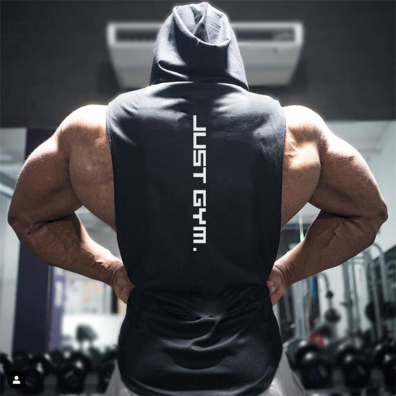 Premium Men's Hooded Fitness Vest - Loose Athletic Tank Top Black