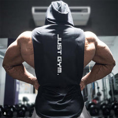 Premium Men's Hooded Fitness Vest - Loose Athletic Tank Top Black