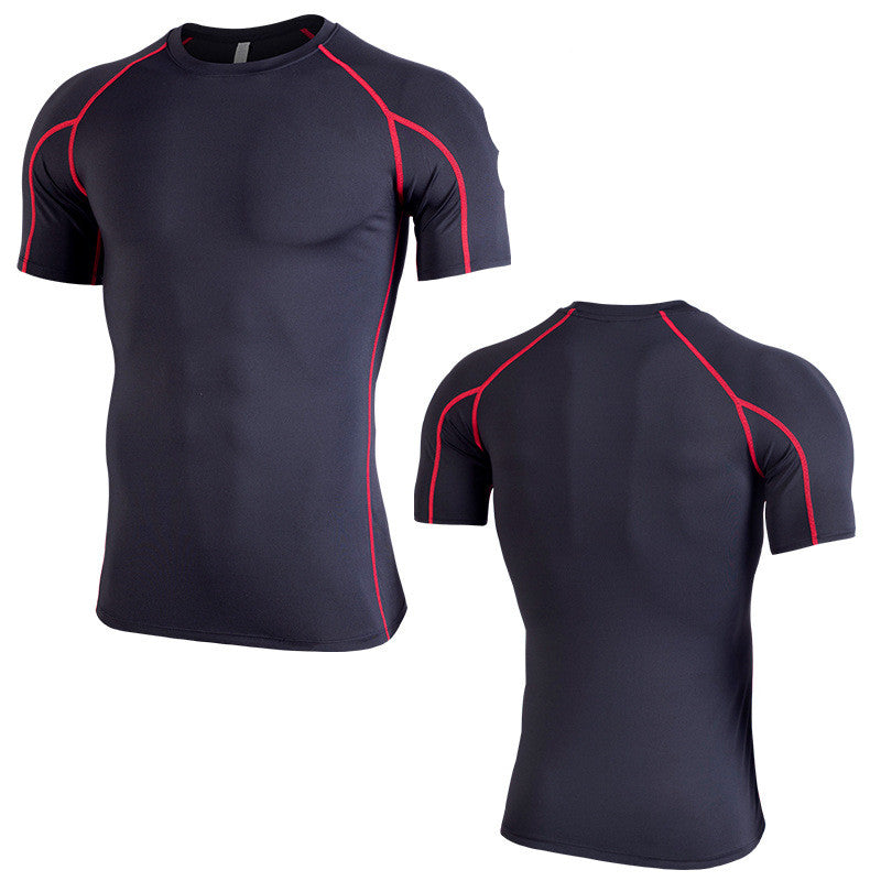 Premium Plus Size Short Sleeve Fitness T-Shirt Black and red line