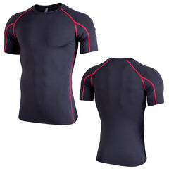 Premium Plus Size Short Sleeve Fitness T-Shirt Black and red line