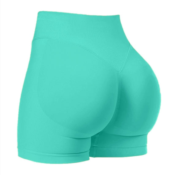 High Waist Yoga Shorts Tight Hip Raise Seamless Quick-drying Pants For Sports Fitness Lack green