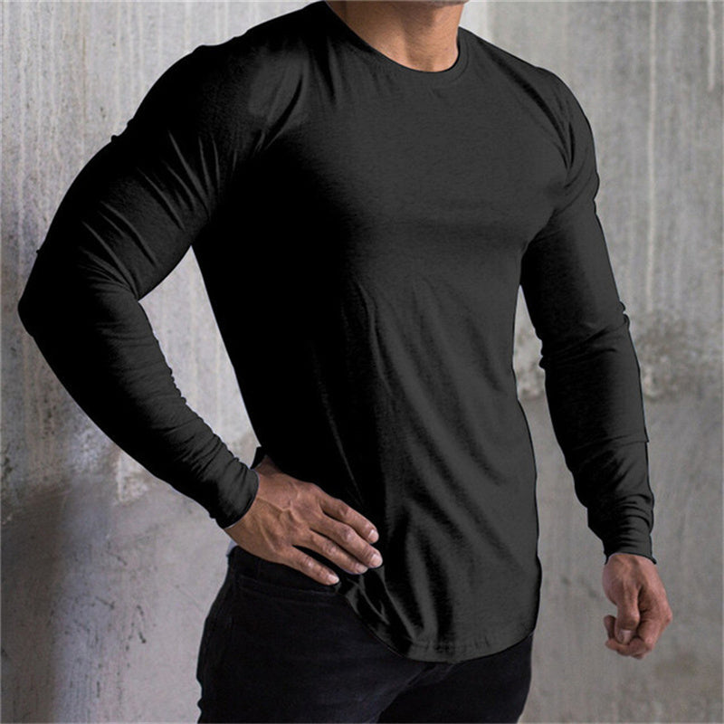 Premium Men's Quick-Dry Long Sleeve Sports Shirt - Loose Fit A Black