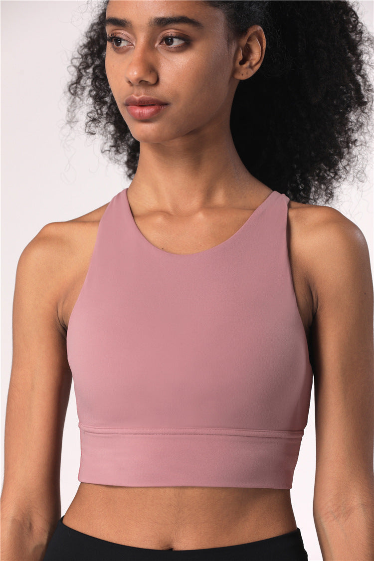 Premium Cross-Back Strappy Longline Sports Bra for Women Red Dust