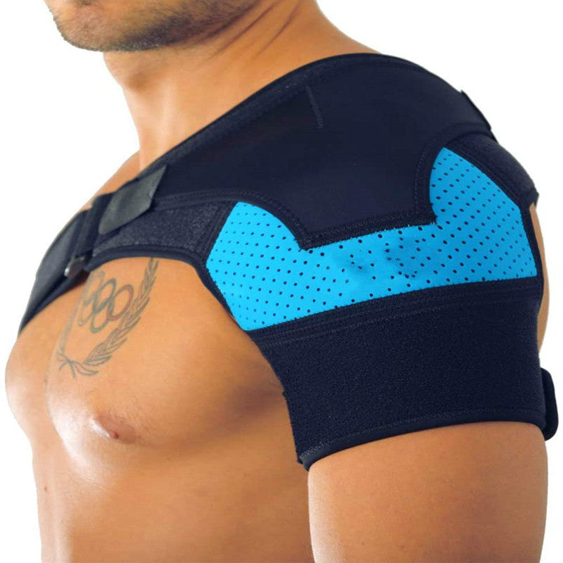 Adjustable Shoulder Brace Support - Breathable Compression for Men & Women | Online Fitness Center Blue