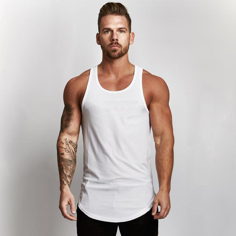 Premium Men's Gym Tank Top - Athletic Sportswear Vest White