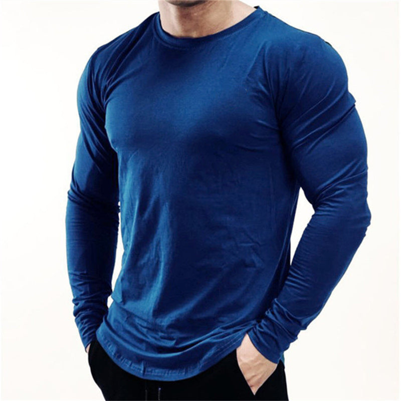Premium Men's Quick-Dry Long Sleeve Sports Shirt - Loose Fit A Navy Blue