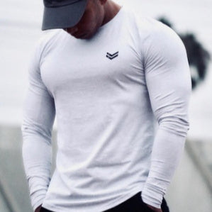 Premium Men's Quick-Dry Long Sleeve Sports Shirt - Loose Fit White