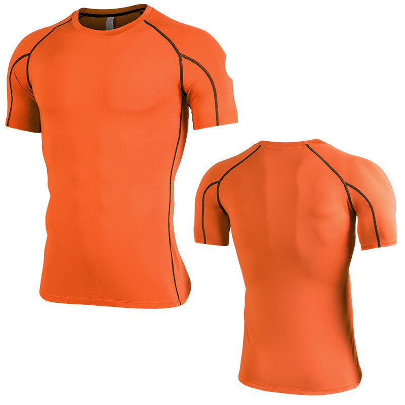 Premium Plus Size Short Sleeve Fitness T-Shirt Orange and black