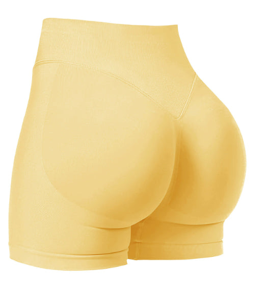 High Waist Yoga Shorts Tight Hip Raise Seamless Quick-drying Pants For Sports Fitness Yellow