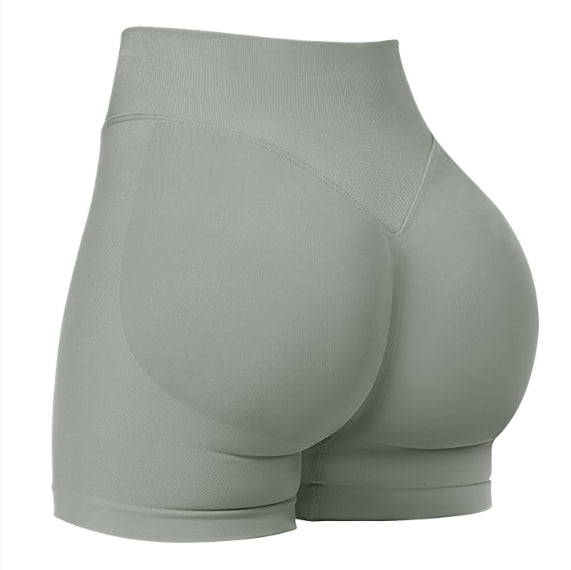 High Waist Yoga Shorts Tight Hip Raise Seamless Quick-drying Pants For Sports Fitness Light Grey