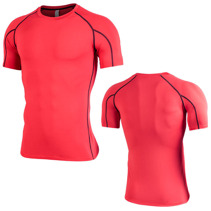 Premium Plus Size Short Sleeve Fitness T-Shirt Black and red