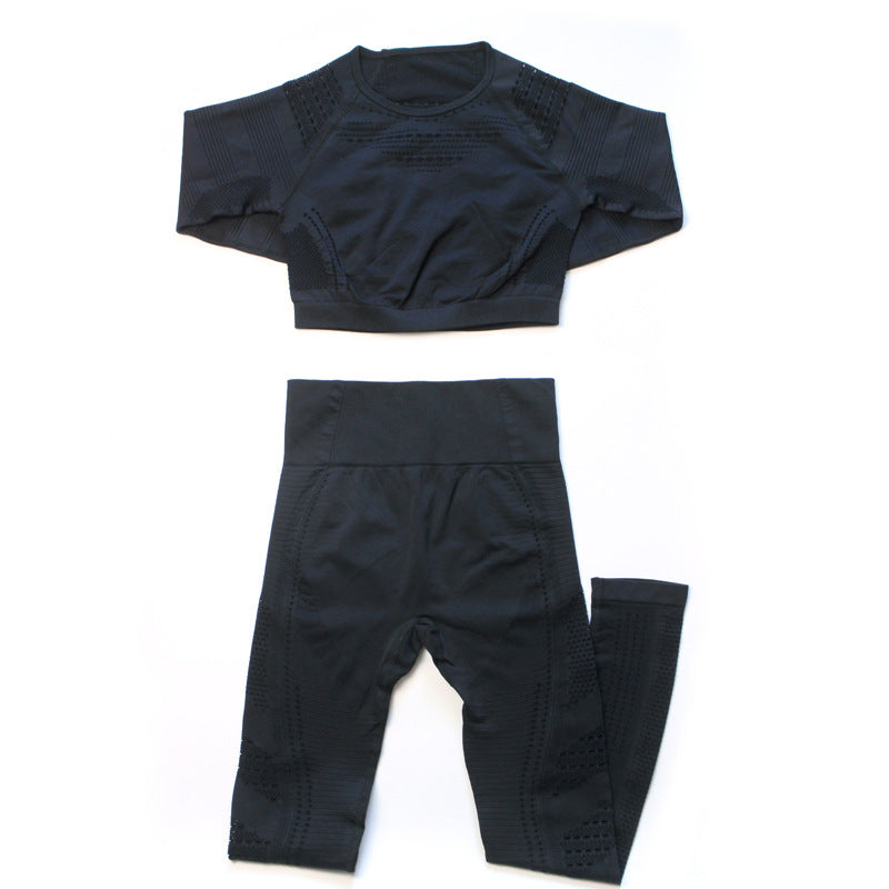 Seamless yoga gym suit Black