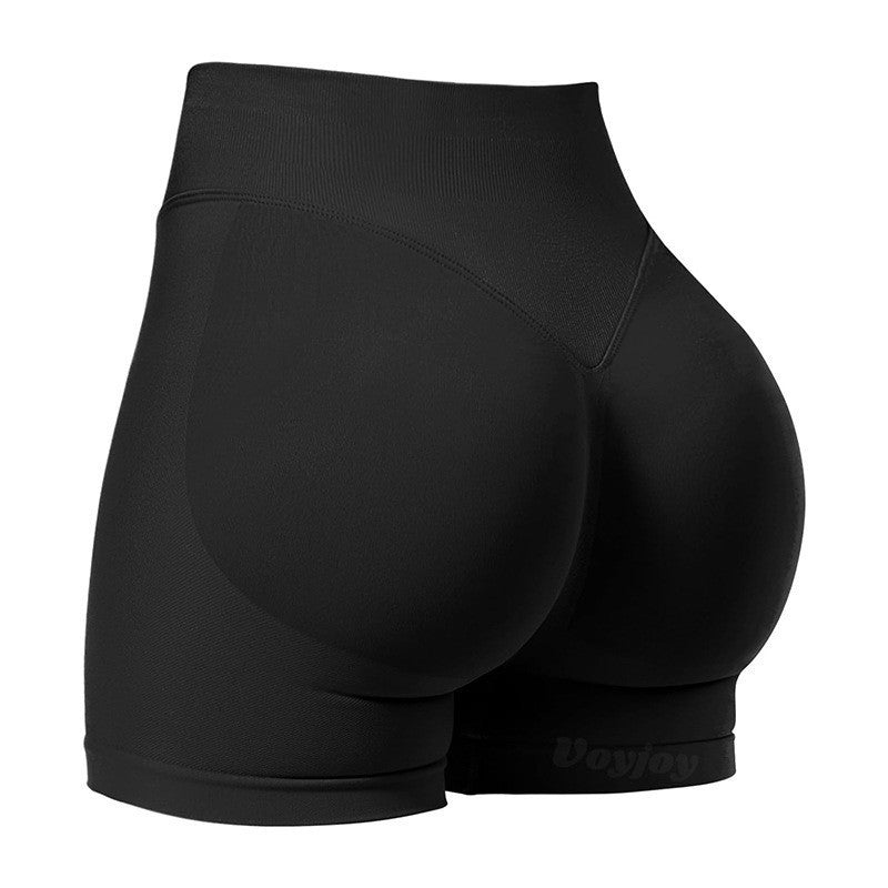 High Waist Yoga Shorts Tight Hip Raise Seamless Quick-drying Pants For Sports Fitness Black