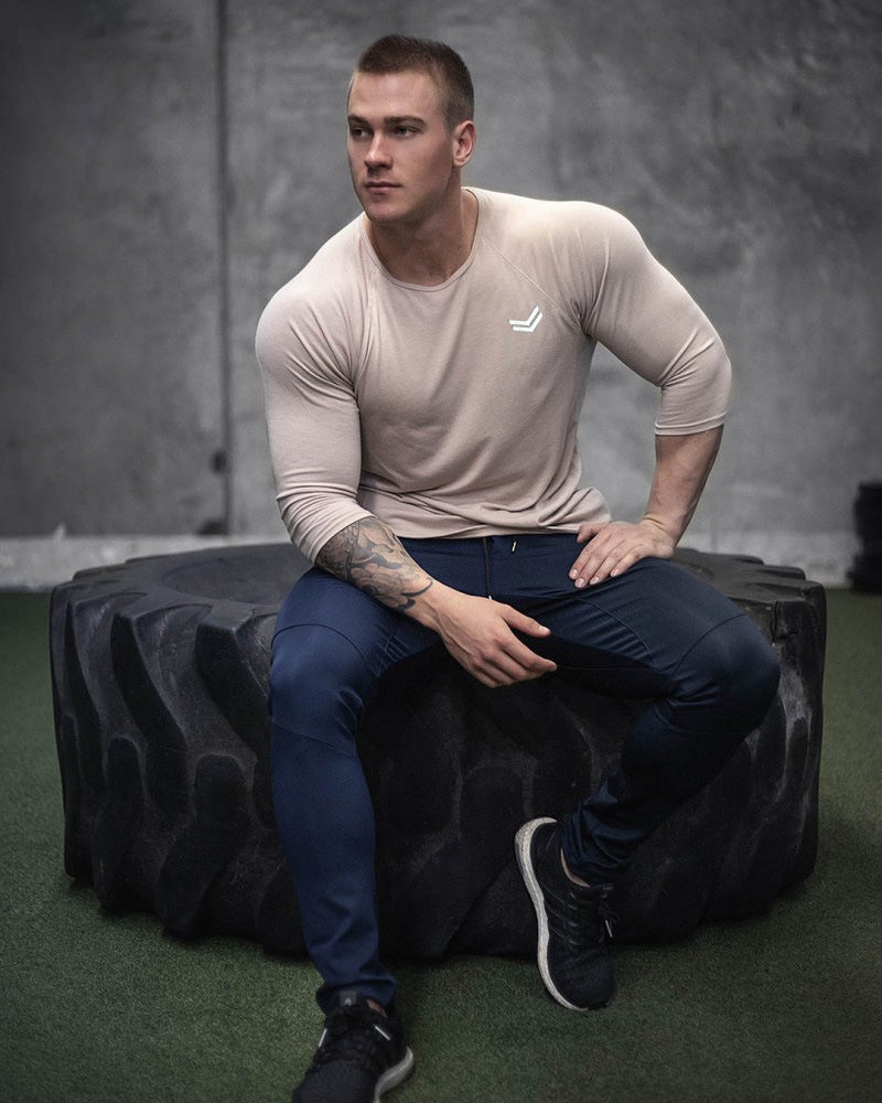 Premium Men's Quick-Dry Long Sleeve Sports Shirt - Loose Fit Khaki