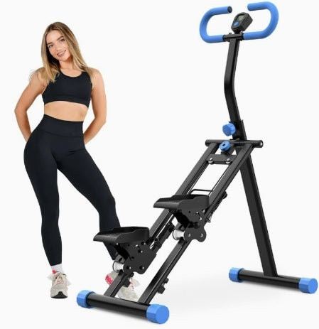 Foldable Vertical Climber & Stepper Machine – Full‑Body Workout, 90‑LB Resistance, Anti‑Slip Pedals & Mobile Holder Black Blue