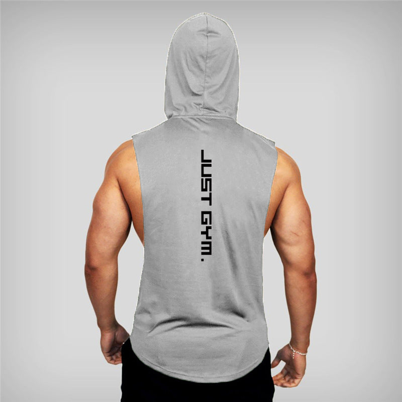 Premium Men's Hooded Fitness Vest - Loose Athletic Tank Top Grey