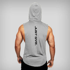 Premium Men's Hooded Fitness Vest - Loose Athletic Tank Top Grey