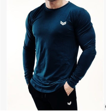 Premium Men's Quick-Dry Long Sleeve Sports Shirt - Loose Fit Navy Blue