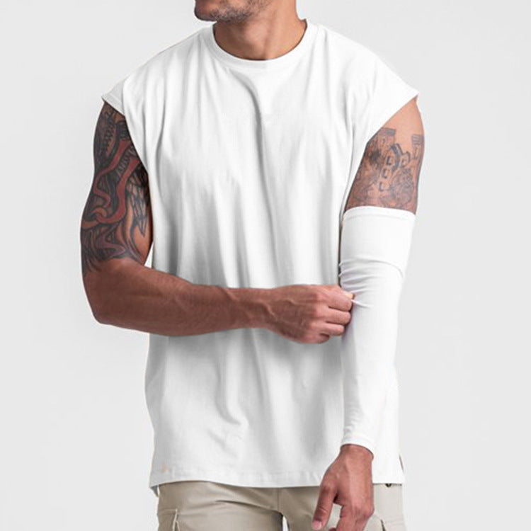 Premium Plus Size Sleeveless Fitness Vest - Loose Cotton Waistcoat White