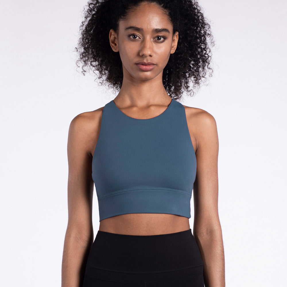 Premium Cross-Back Strappy Longline Sports Bra for Women Code Blue