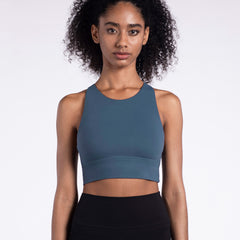 Premium Cross-Back Strappy Longline Sports Bra for Women Code Blue