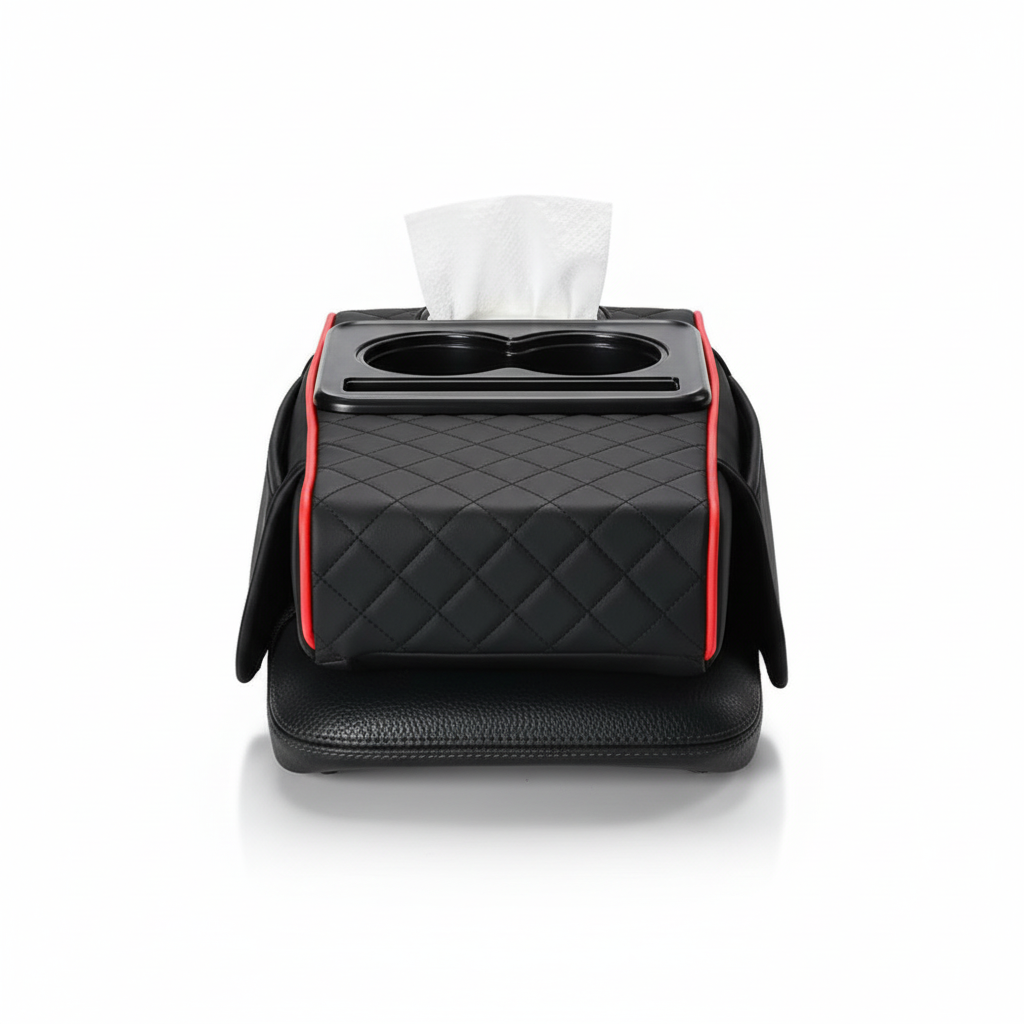 Premium Car Armrest Organizer & Comfort Pad Black Black