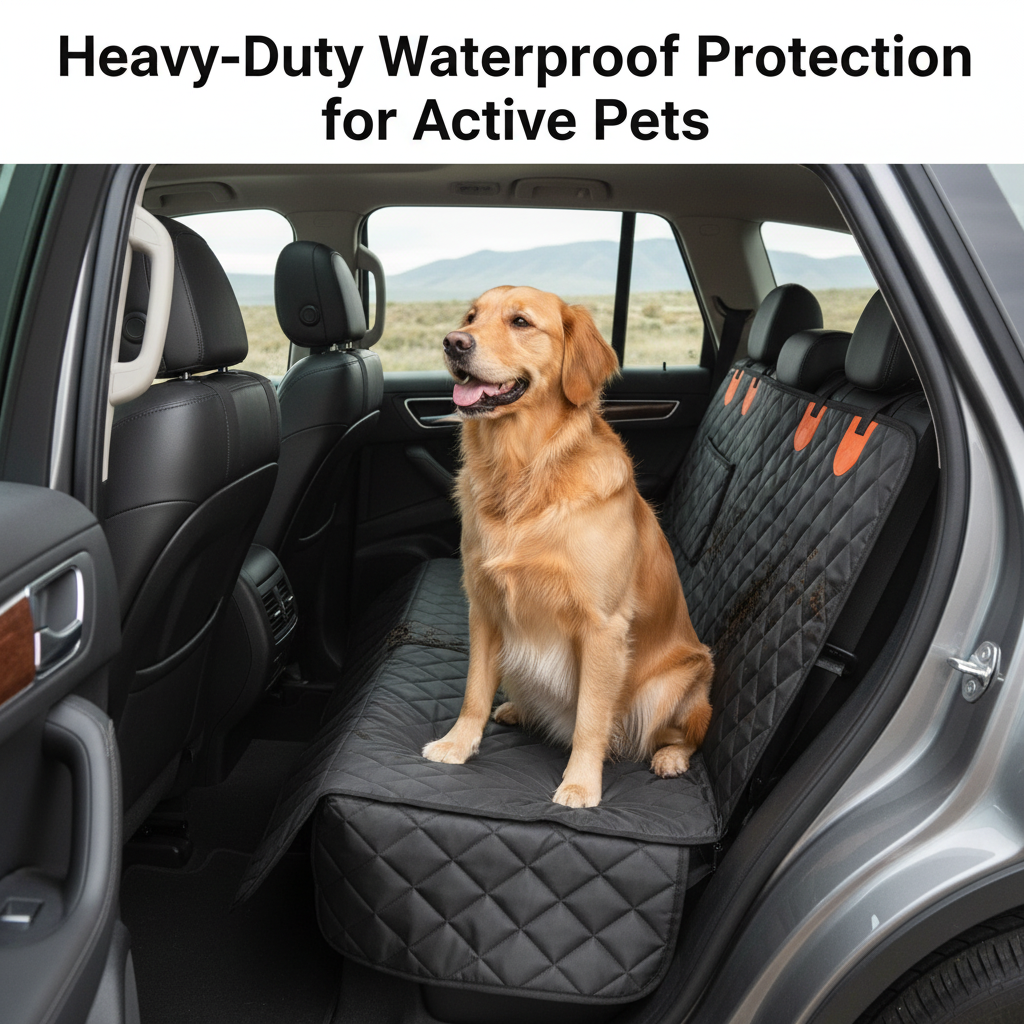 Heavy Duty Dog Car Seat Cover with Side Flaps, Waterproof Pet Back Seat Cover, Non-Slip Scratchproof Dog Hammock for Cars, Trucks and SUVs