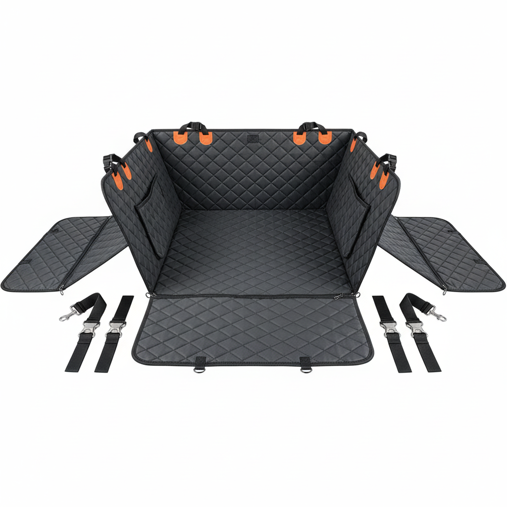 Heavy Duty Dog Car Seat Cover with Side Flaps, Waterproof Pet Back Seat Cover, Non-Slip Scratchproof Dog Hammock for Cars, Trucks and SUVs
