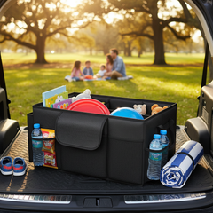 Black Car Trunk Storage Box - Foldable Organizer