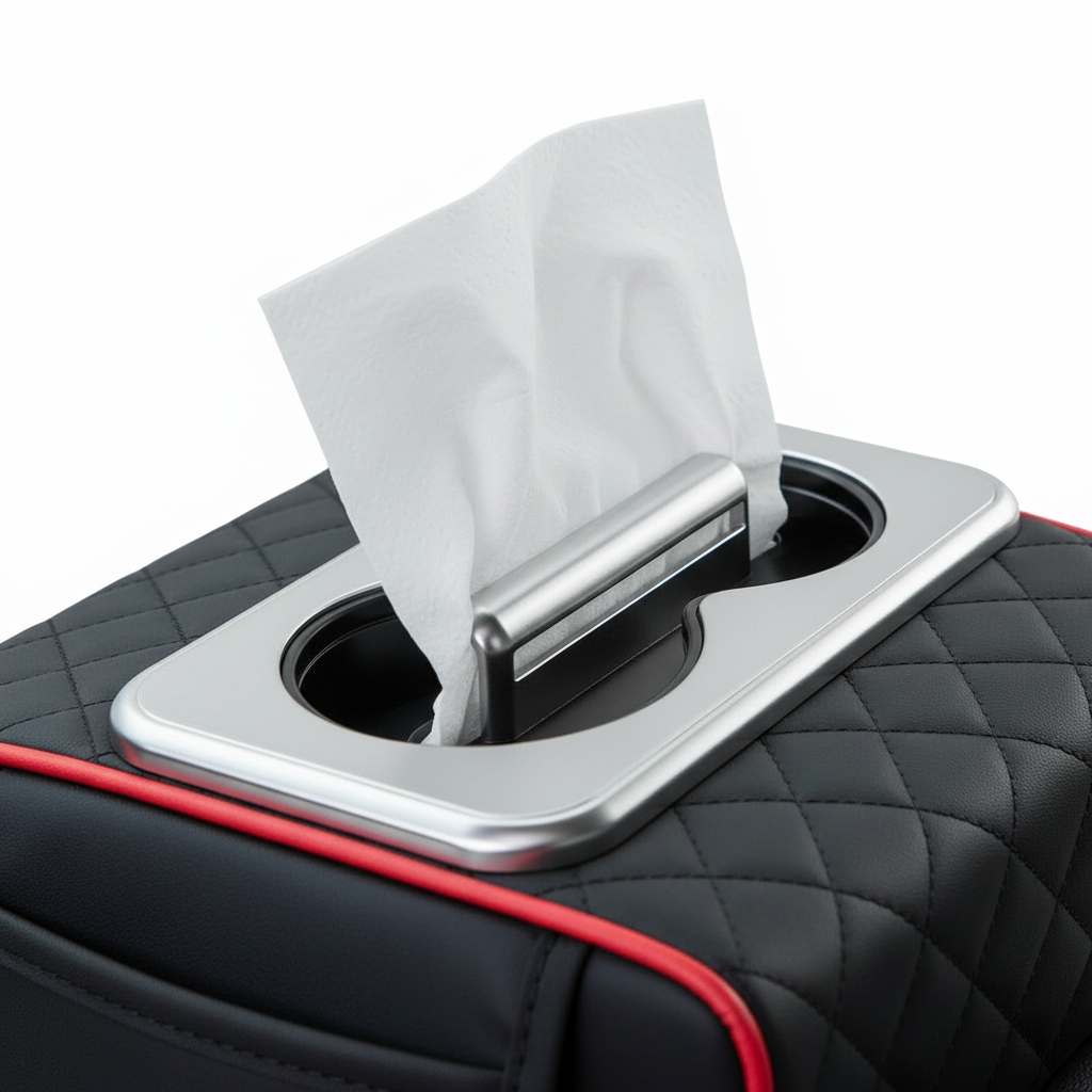Premium Car Armrest Organizer & Comfort Pad Black