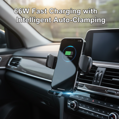 Intelligent Induction Wireless Car Charger - 66w High Power - Silver