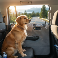 Pet Car Door Protector 77×64cm – Grey Waterproof Dog Barrier with Storage Pocket, Prevents Pets Jumping Out, Universal Fit for Cars, SUVs & Trucks