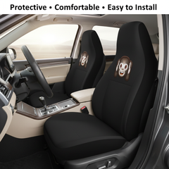 Pair of Emoji Car Front Seat Covers Monkey Face