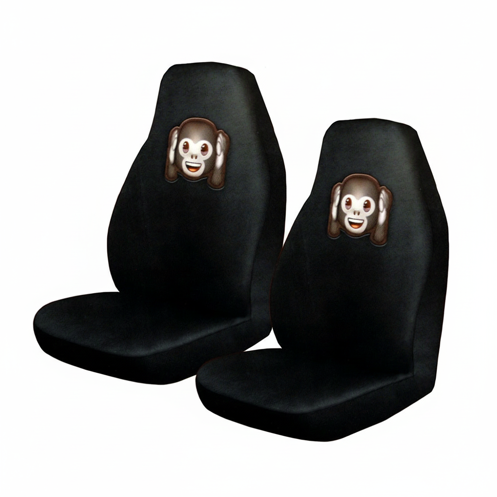 Pair of Emoji Car Front Seat Covers Monkey Face